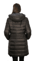 Womens Black-Print Reversible Feather Down Padded Coat db924
